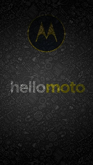 Motorola Hello Moto Logo on Dark Doodle Pattern Background HD phone wallpaper