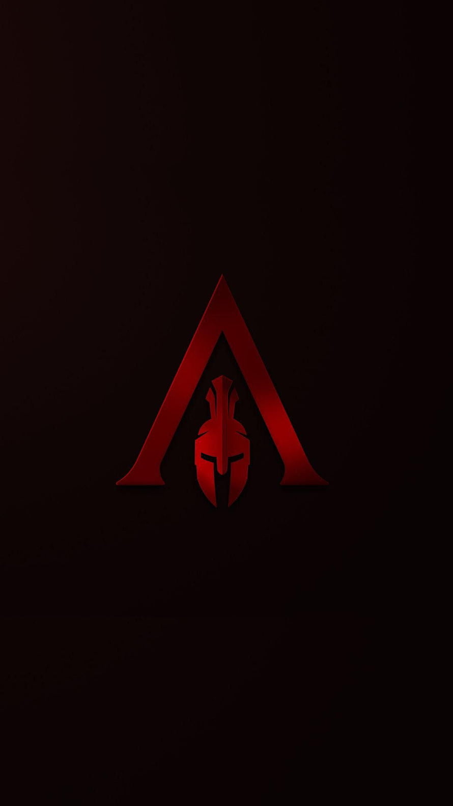 Red Spartan Helmet and Alpha Symbol on Dark Background HD phone wallpaper