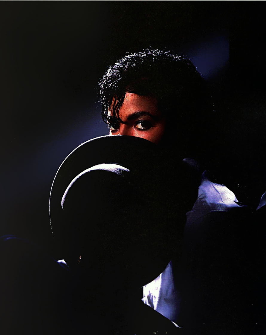 Michael Jackson Dramatic Portrait Holding Hat Over Face in Dark Studio Lighting HD phone wallpaper