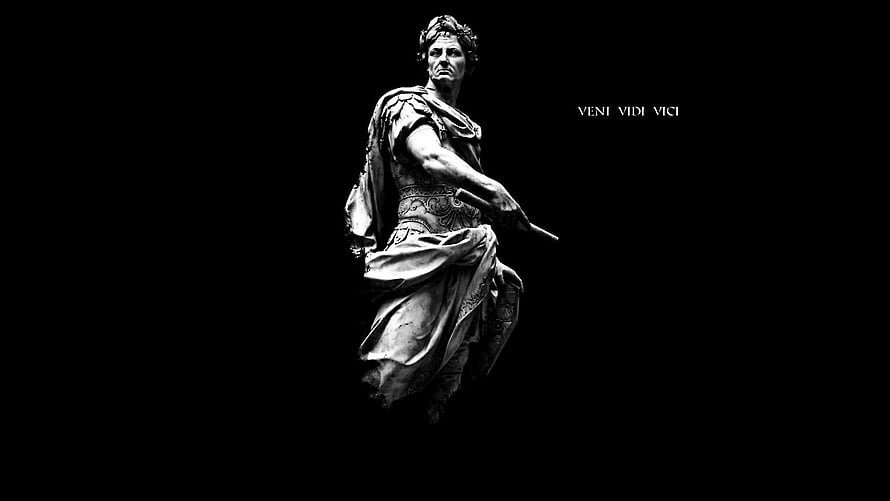 Dramatic Black and White Roman General Statue with Sword and Laurel Wreath, Ancient Greek Statue, Roman Sculpture HD wallpaper