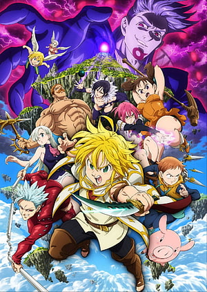 Seven Deadly Sins Anime Key Visual Featuring Meliodas and the Knights of the Round Table HD phone wallpaper