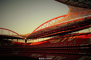 SL Benfica Estadio Da Luz Stadium Interior at Golden Hour HD wallpaper