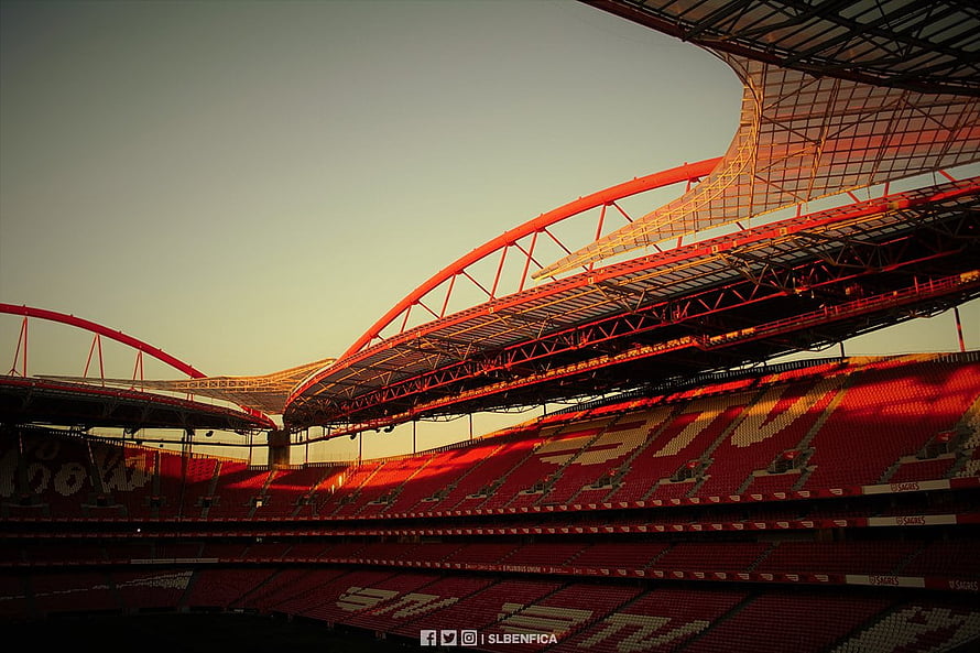 SL Benfica Estadio Da Luz Stadium Interior at Golden Hour HD wallpaper