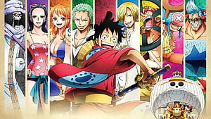 One Piece Straw Hat Pirates Crew Wano Arc Anime Illustration HD wallpaper