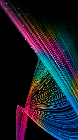 Vibrant Abstract Light Streaks and Flowing Colorful Threads on Black Background HD phone wallpaper
