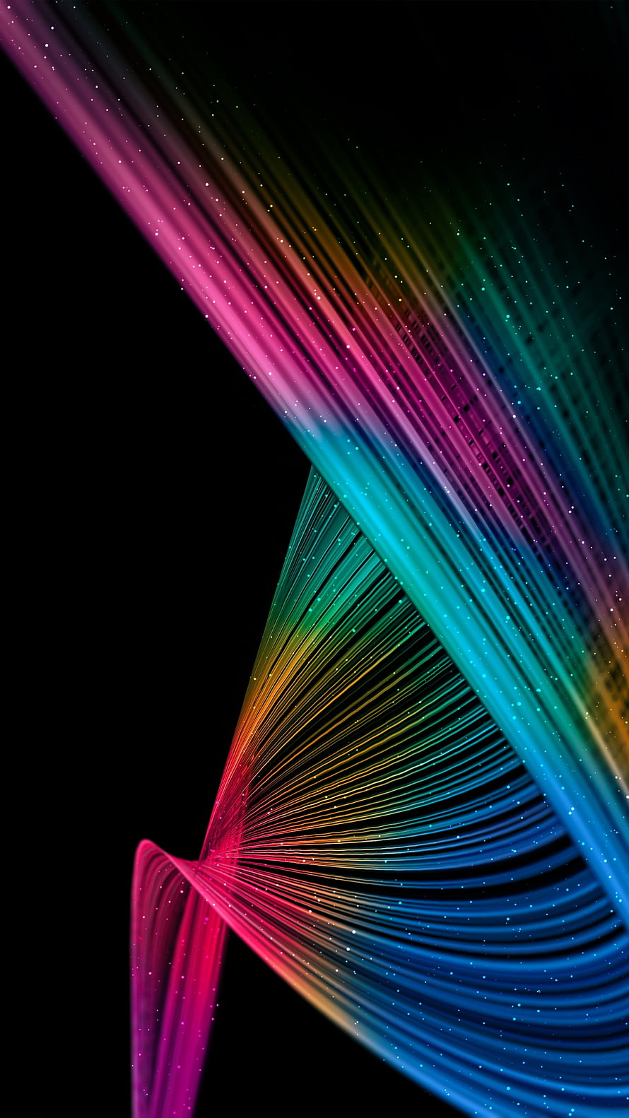 Vibrant Abstract Light Streaks and Flowing Colorful Threads on Black Background HD phone wallpaper