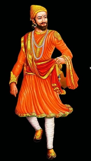 Shivaji Maharaj in Traditional Orange Attire with Turban and Sword HD phone wallpaper