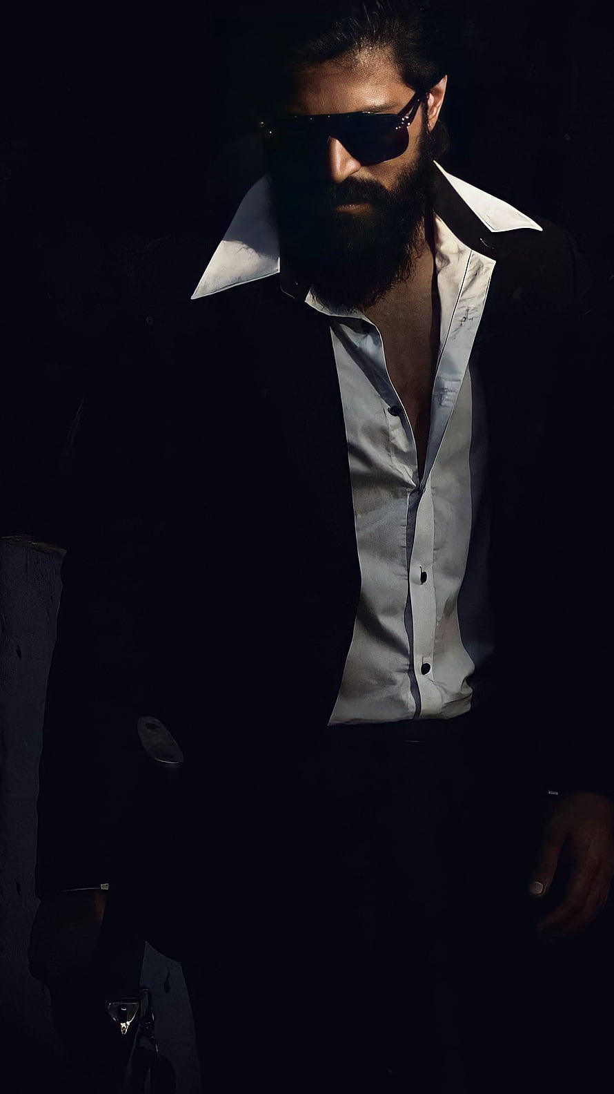Yash in KGF dark cinematic portrait with sunglasses and beard HD phone wallpaper