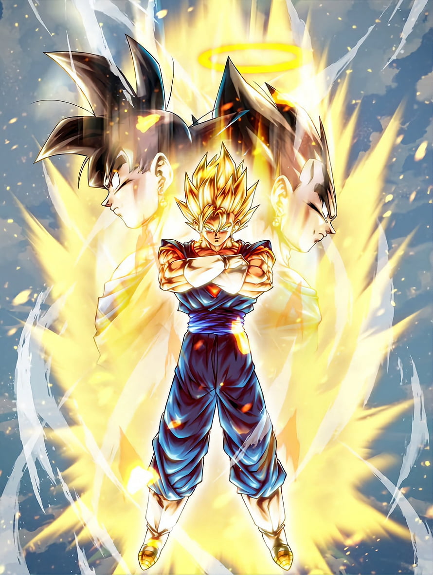 Super Vegito Super Saiyan Dragon Ball Z Fusion Warrior with Golden Aura and Halo HD phone wallpaper