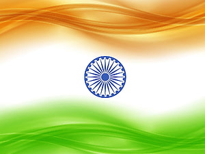 India National Flag with Ashoka Chakra on Flowing Tricolor Background HD wallpaper