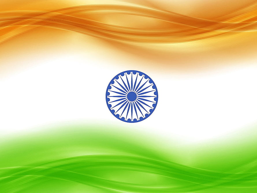 India National Flag with Ashoka Chakra on Flowing Tricolor Background HD wallpaper