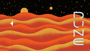 Dune Movie Poster Artwork Featuring Lone Figure on Desert Dunes Under Starry Night Sky HD wallpaper