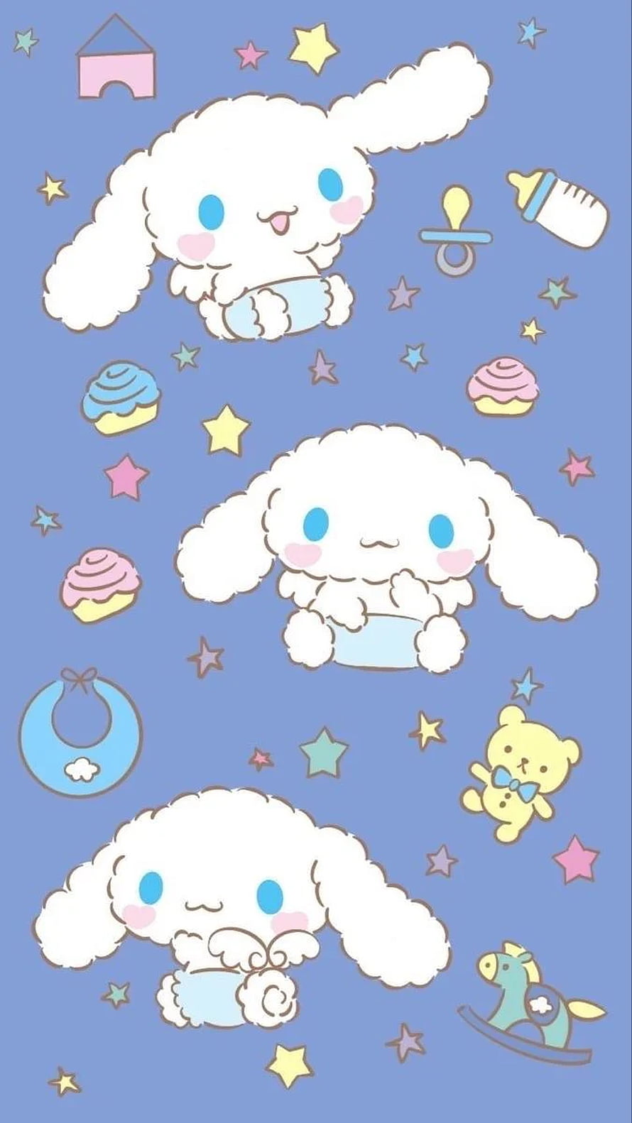 Cinnamoroll Sanrio Baby Poodle Pattern with Stars and Pastel Toys HD phone wallpaper