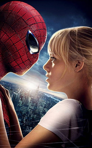 The Amazing Spider-Man and Gwen Stacy Gazing at the New York City Skyline HD phone wallpaper