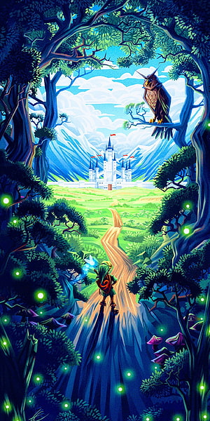 The Legend of Zelda Ocarina of Time Forest Path to Castle Artwork HD phone wallpaper