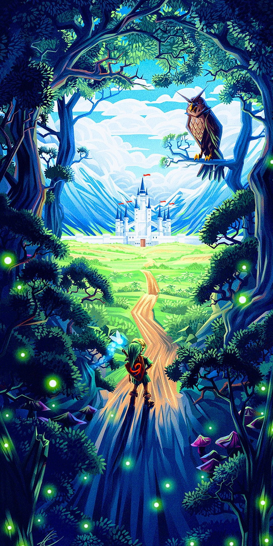 The Legend of Zelda Ocarina of Time Forest Path to Castle Artwork HD phone wallpaper