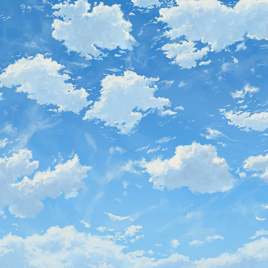Soft Watercolor Anime Sky with Fluffy White Clouds and Gentle Blue Tones HD phone wallpaper