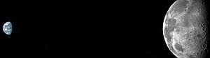 Earth and Moon in Deep Space with Vast Black Void Between Celestial Bodies HD wallpaper