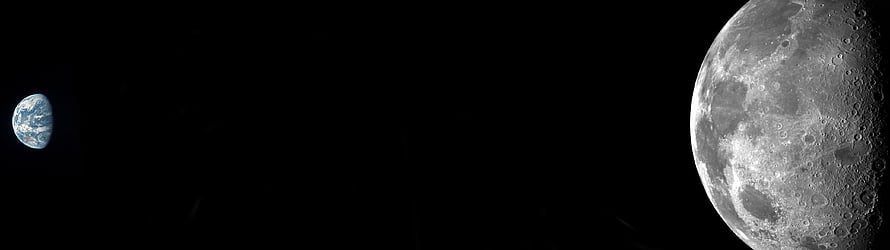 Earth and Moon in Deep Space with Vast Black Void Between Celestial Bodies HD wallpaper