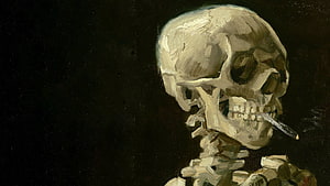 Vincent van Gogh Skull of a Skeleton with Burning Cigarette Oil Painting HD wallpaper