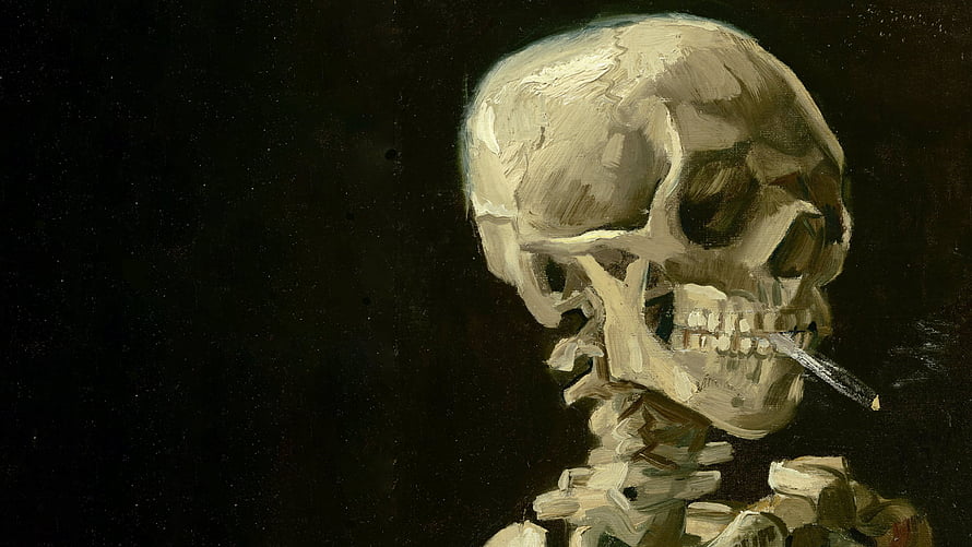 Vincent van Gogh Skull of a Skeleton with Burning Cigarette Oil Painting HD wallpaper