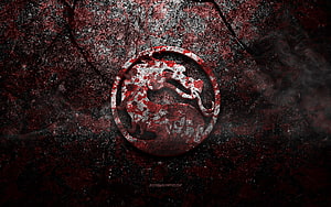 Mortal Kombat Dragon Emblem on Cracked Red Stone Surface with Grunge Texture HD wallpaper