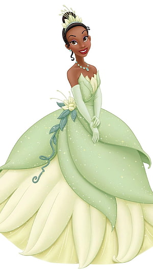 Princess Tiana in Elegant Green Ballgown from The Princess and the Frog HD phone wallpaper