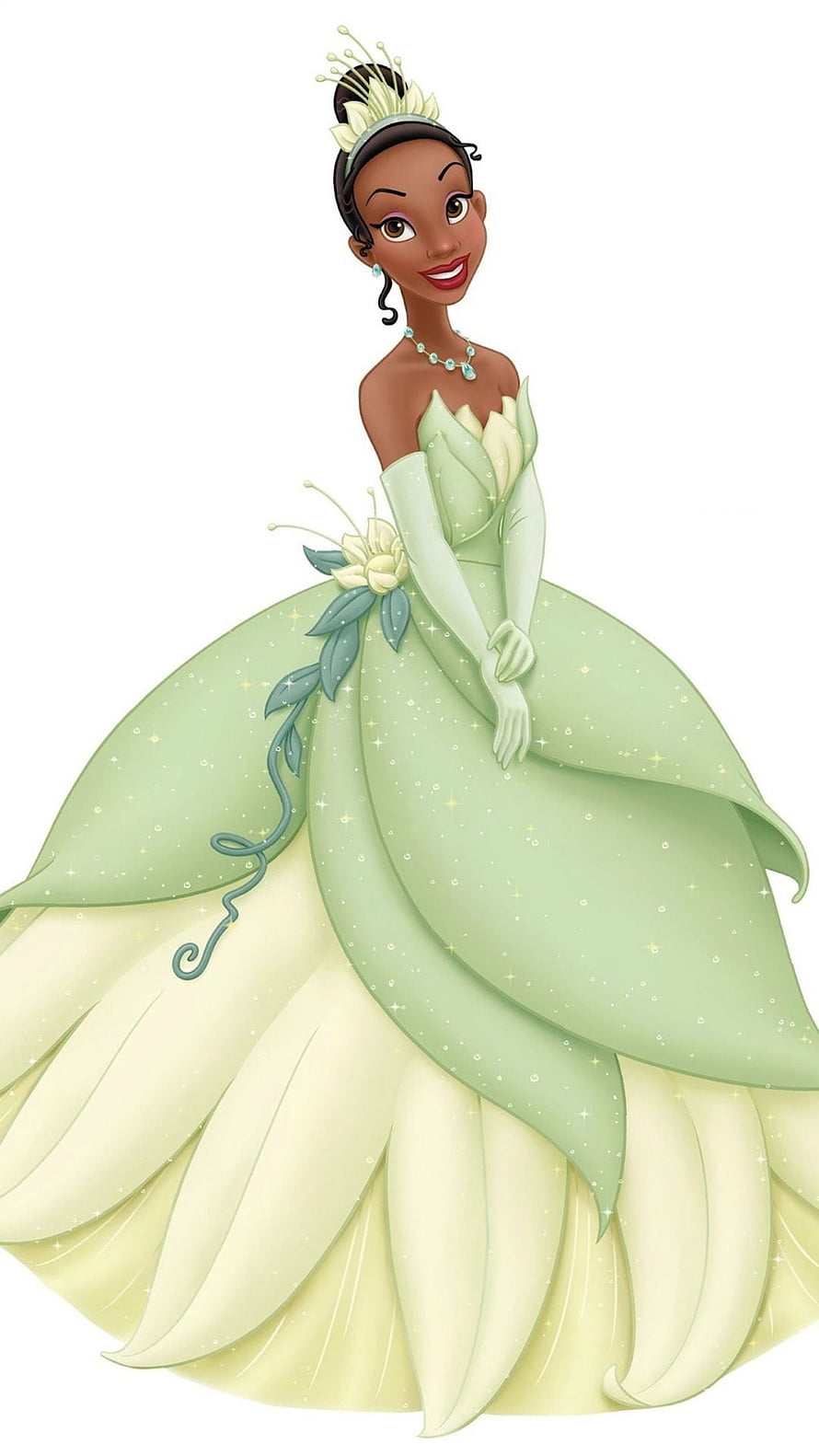 Princess Tiana in Elegant Green Ballgown from The Princess and the Frog HD phone wallpaper