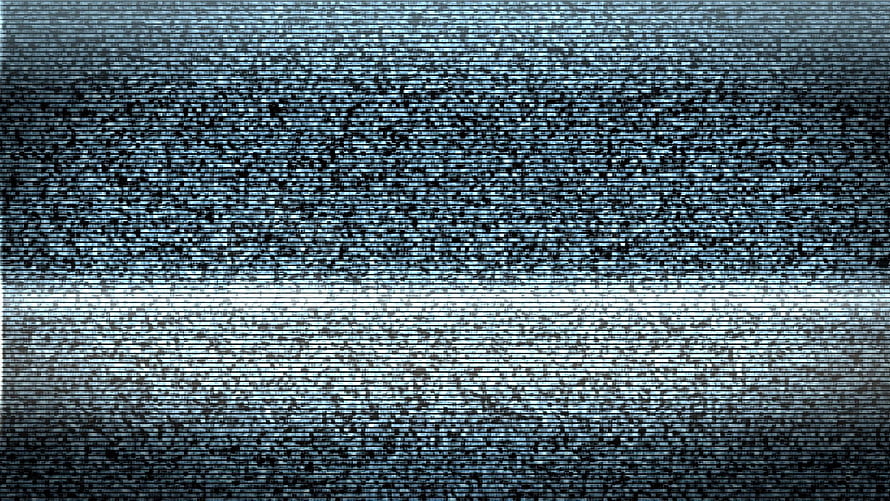 Abstract Blue and White TV Static Glitch Art with Horizontal Scan Lines and Digital Noise Texture HD wallpaper