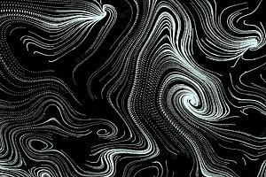 Monochrome Abstract Flowing Swirls and Spiral Line Art on Black Background HD wallpaper