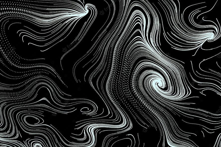 Monochrome Abstract Flowing Swirls and Spiral Line Art on Black Background HD wallpaper