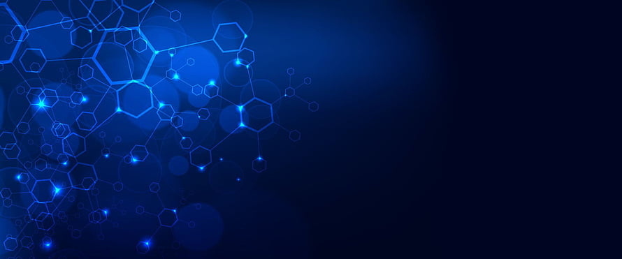 Abstract Blue Hexagonal Network with Glowing Nodes and Bokeh on Dark Background HD wallpaper