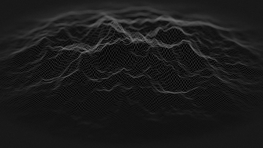 Dark 3D Wireframe Terrain Mesh with Minimalist Black Digital Landscape HD wallpaper