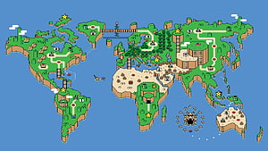 Super Mario World World Map Pixel Art Retro Game Level Overview HD wallpaper