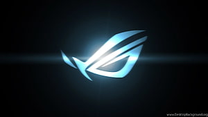 Glowing Asus ROG Eye Logo on Dark Background with Blue Light Flare HD wallpaper