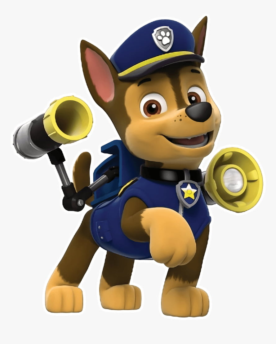 Chase the German Shepherd Police Pup from Paw Patrol in Blue Uniform with Megaphone and Flashlight HD phone wallpaper