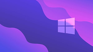 Windows 11 Purple Abstract Wave Desktop Background with Logo HD wallpaper