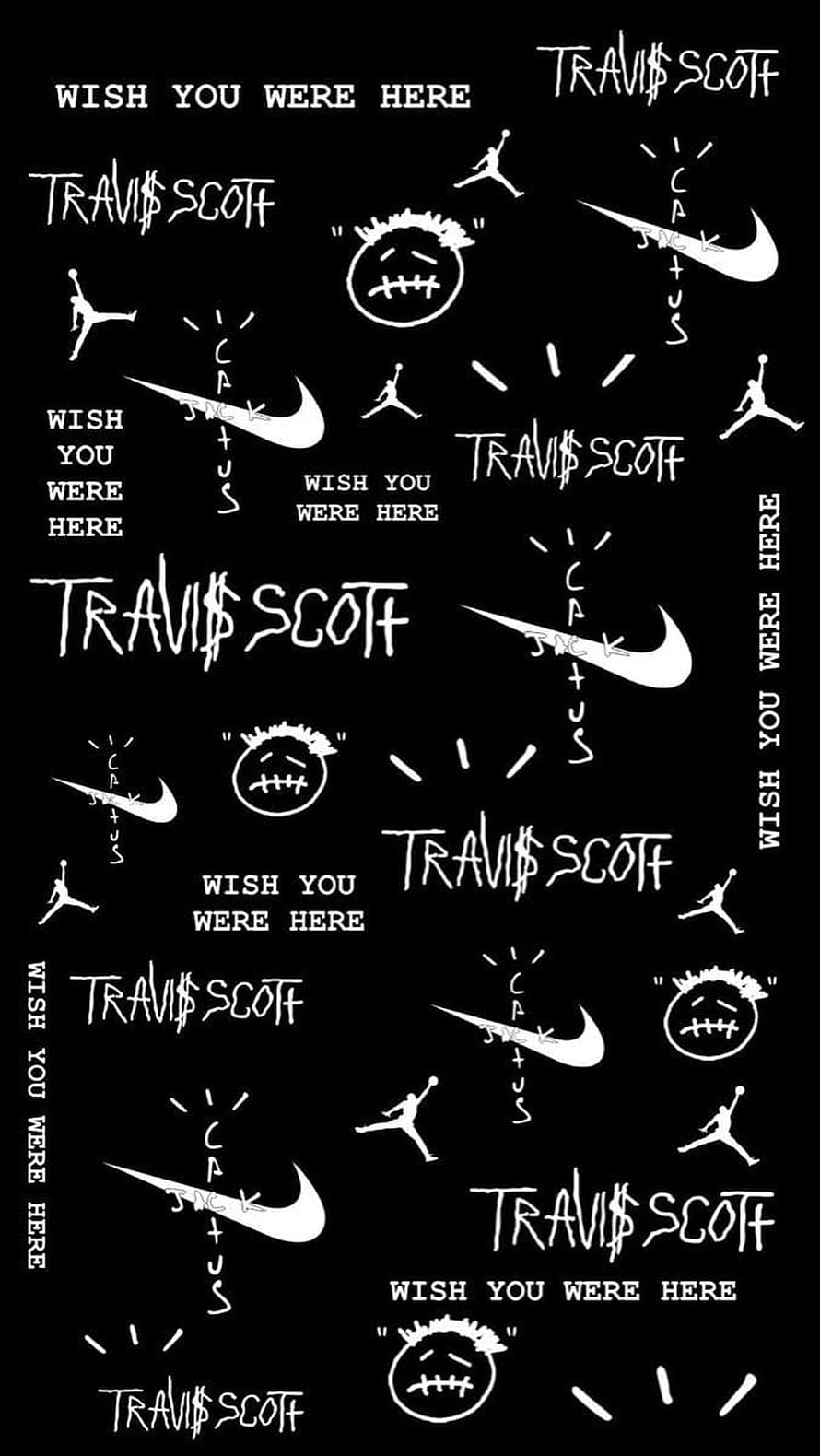 Travis Scott Cactus Jack Nike Swoosh and Wish You Were Here Black Wallpaper HD phone wallpaper