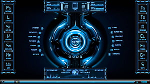 Iron Man Jarvis HUD Interface with Blue Futuristic Dashboard and System Monitor HD wallpaper