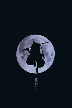 Oban Eiki Silhouette Against Full Moon Dark Anime Aesthetic Wallpaper HD phone wallpaper