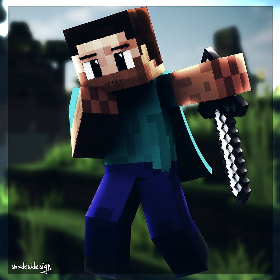 Minecraft Steve Character Holding Diamond Sword in Blocky 3D Render HD phone wallpaper
