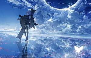 Mash Kyrielight from Fate Grand Order Standing in a Dreamlike Sky Reflection HD wallpaper