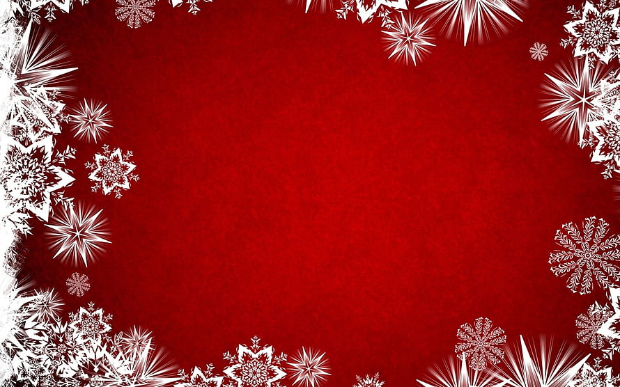 Festive Red Christmas Background With Intricate White Snowflake Border Design HD wallpaper