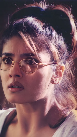 Raveena Tandon Portrait With Round Glasses And Messy Ponytail HD phone wallpaper