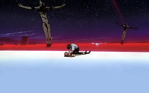 Neon Genesis Evangelion: Shinji and Asuka in the LCL Sea with Angels HD wallpaper