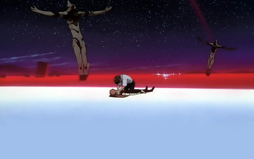 Neon Genesis Evangelion: Shinji and Asuka in the LCL Sea with Angels HD wallpaper