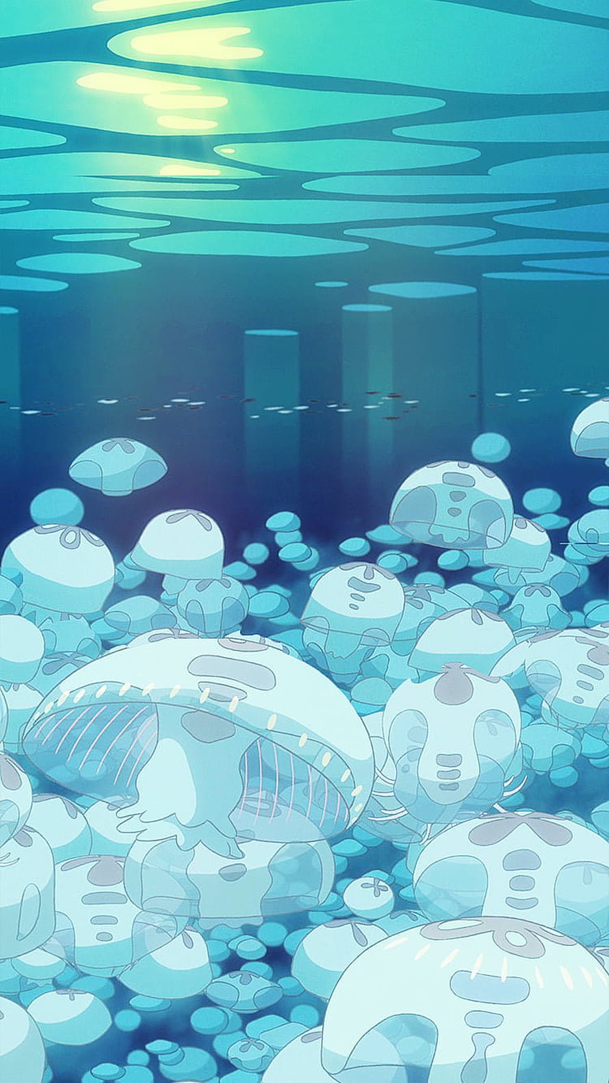 Ponyo on the Cliff by the Sea Underwater Jellyfish Scene Studio Ghibli Anime Wallpaper HD phone wallpaper