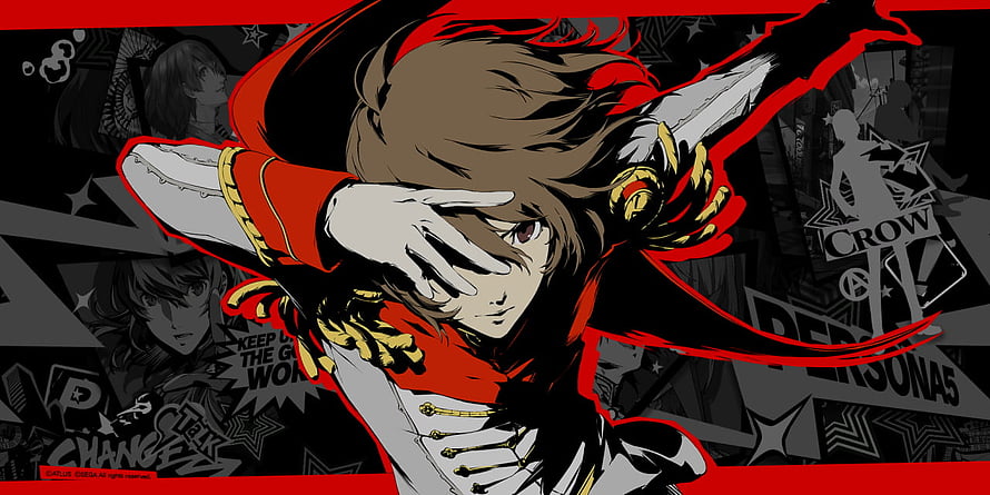 Goro Akechi in Red Coat from Persona 5 Anime Illustration HD wallpaper