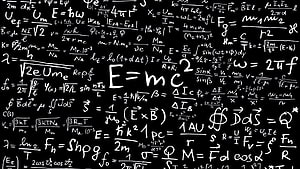 Handwritten Physics Equations and Mathematical Formulas on Black Background HD wallpaper