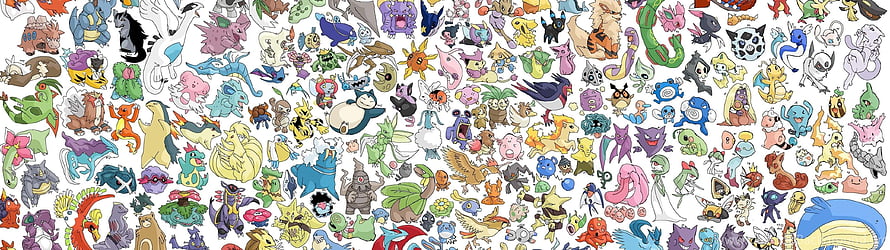 Complete Pokemon Collection Illustration Featuring Every Creature in a Dense Artistic Mosaic HD wallpaper